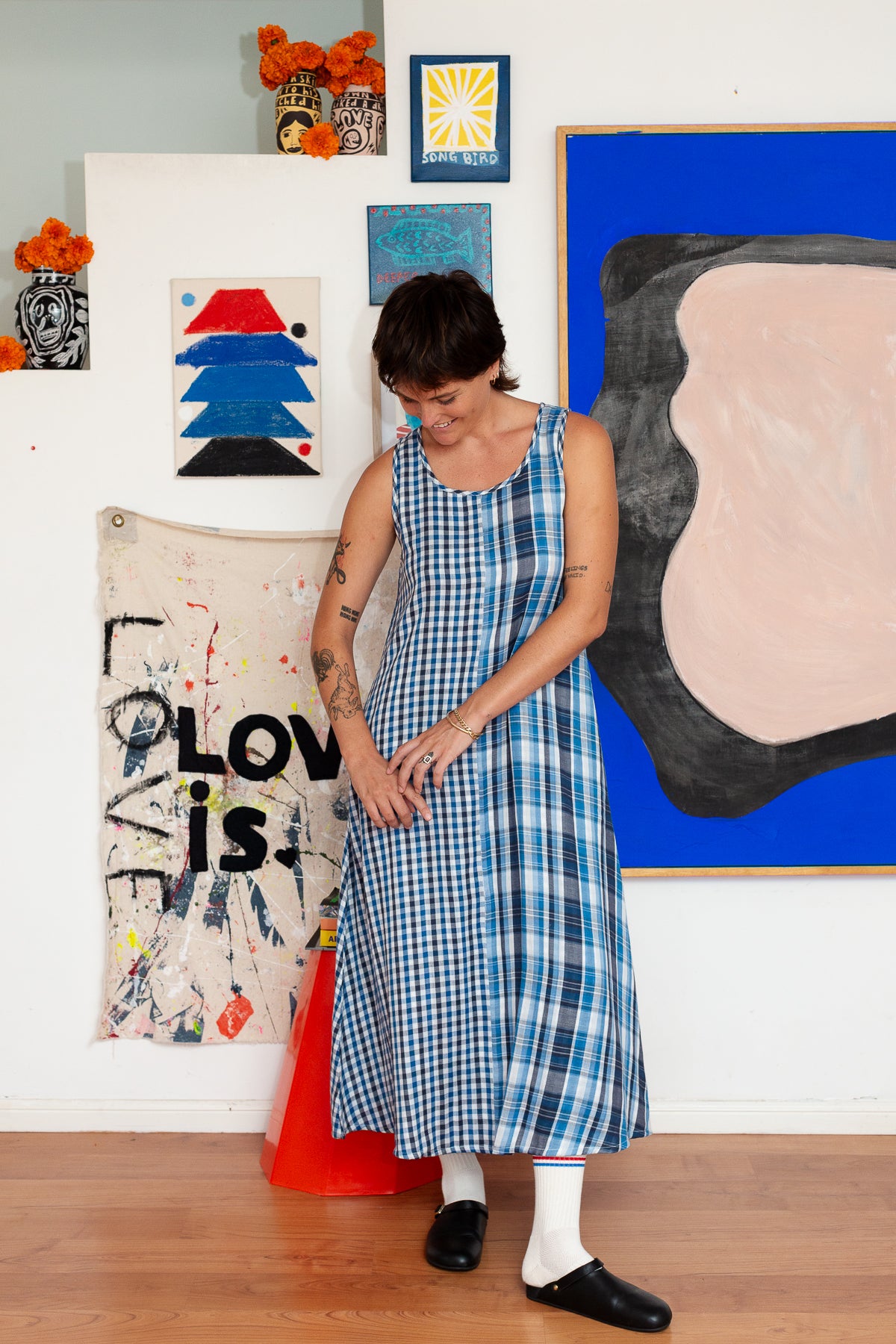 Peta Maxi Dress | Cotton Blue and Black Checks