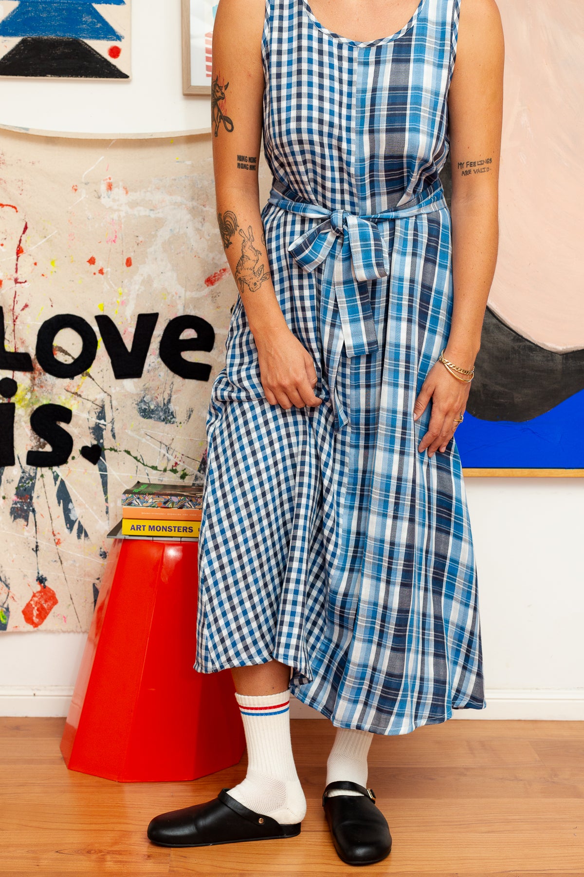 Peta Maxi Dress | Cotton Blue and Black Checks