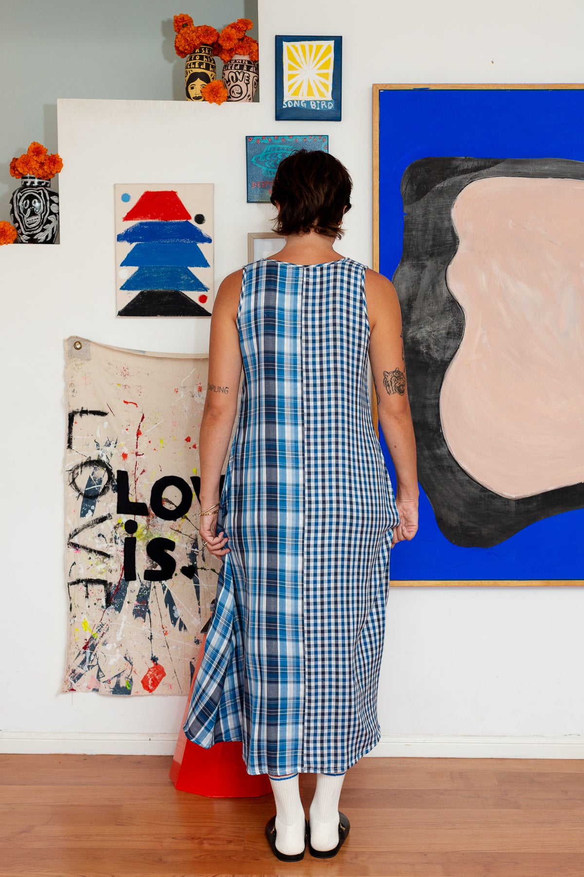 Peta Maxi Dress | Cotton Blue and Black Checks