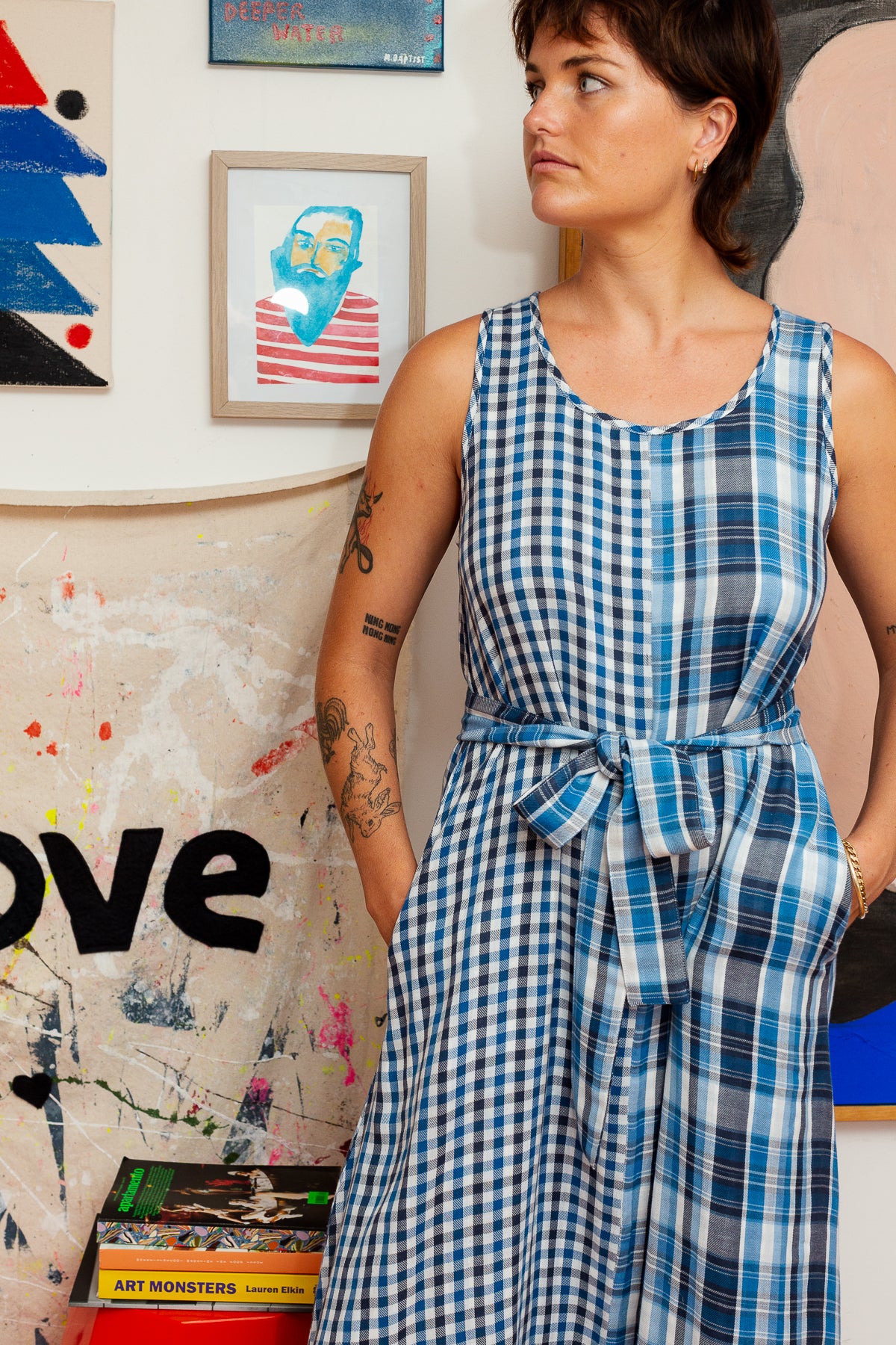 Peta Maxi Dress | Cotton Blue and Black Checks